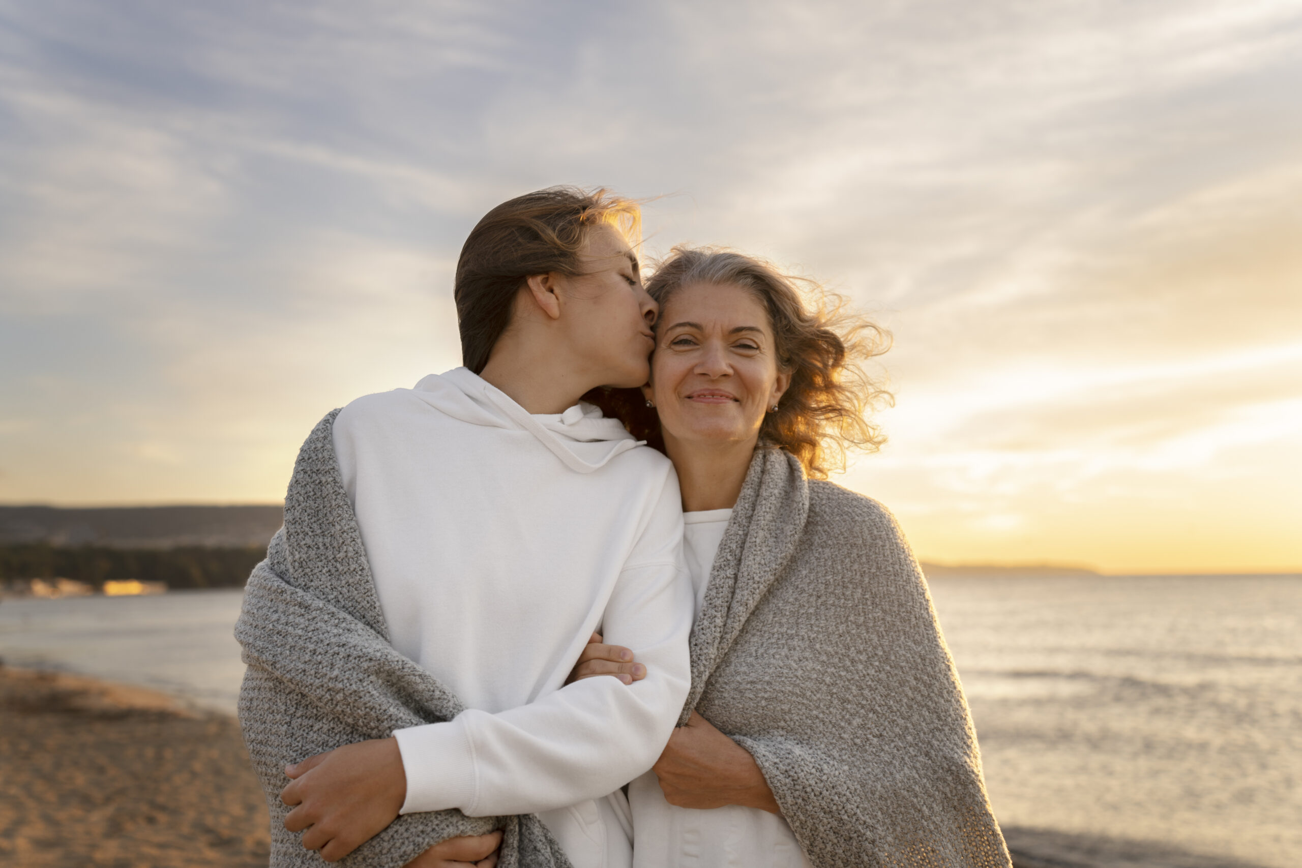 smiley-women-beach-front-view
